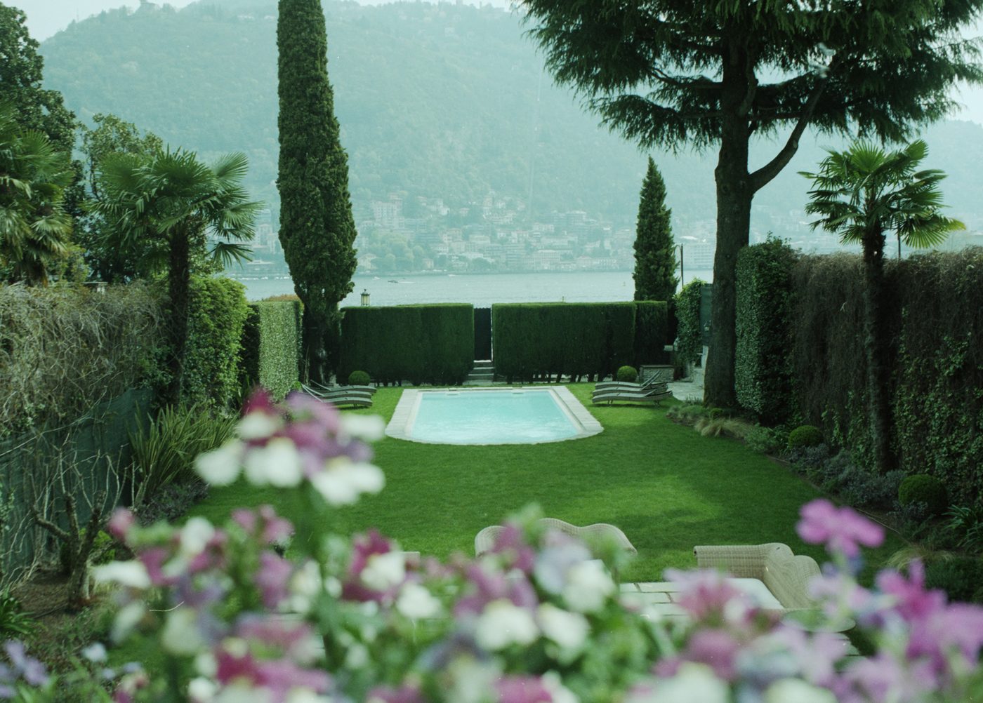 Garden with pool and lake view