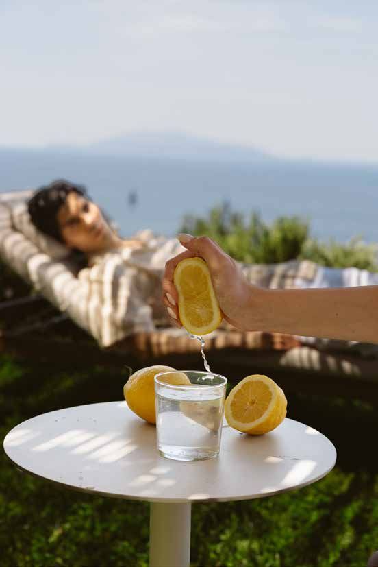 Lemons and a drink by a lounger