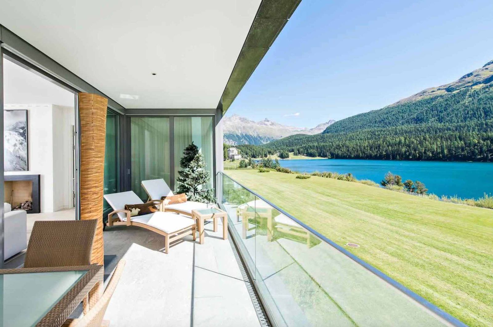 Terrace over the lake in St. Moritz